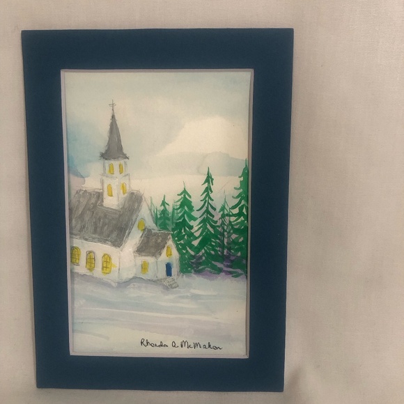 Watercolor Painting of Church in Matte - Picture 4 of 4